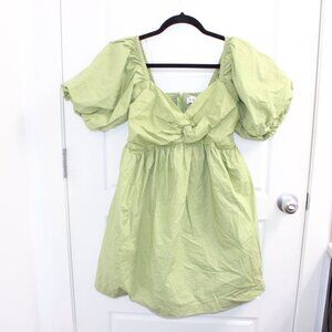 En Saison Green Babydoll Poplin Mini Dress Sweetheart Neckline Size Medium